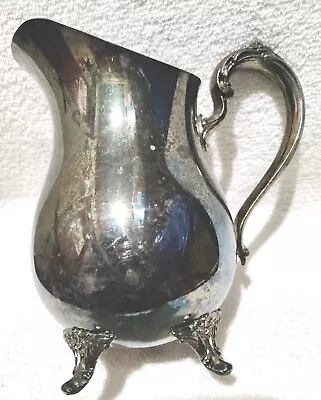 Vintage Oneida Silverplate Water Pitcher W/Ice Guard Feet And Floral Details  • $14.99