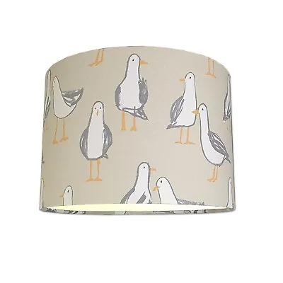 Lampshade In Laridae Seagull Taupe Fabric Handmade Various Sizes FREE DELIVERY • £27