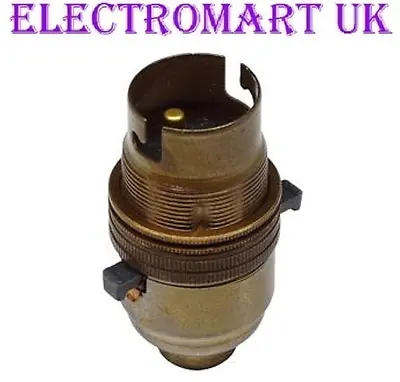 £6.90 • Buy Antique Brass Switched Lamp Light Bulb Holder Bc Bayonet Cap 1/2  Screw Thread