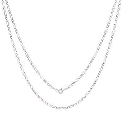 14K Solid White Gold 2.5mm Italian Figaro Link Chain Pendant Necklace 16 - 24  • $206.98