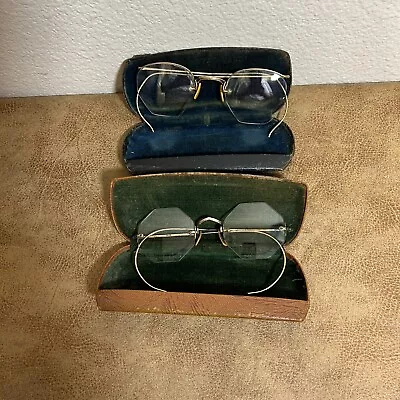 VINTAGE GOLD RIM Glasses Lot Of 2 Ful-Vue With Case 1/10 12K GF             2516 • $16.23