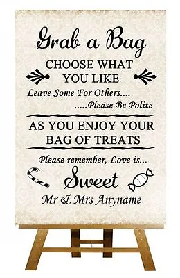 £9.95 • Buy Shabby Sweet Treats Candy Buffet Personalised Wedding Sign / Poster