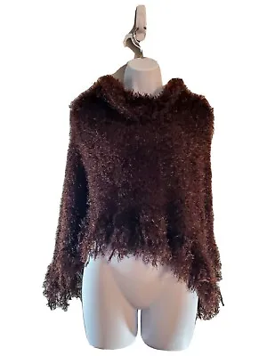 RARE Shawl Wrap Brown Cowl Neck Vintage Faux Feather Fur Mix • $29.89