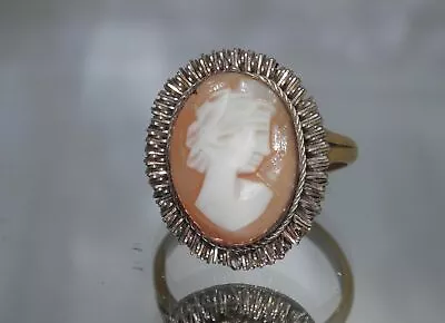 NICE 800 Silver Hand Carved Shell Cameo Vintage 1940's Size 6.75 Ring 16M4 • $44.99