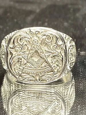 $60 • Buy Masonic Ring SZ 10 Sterling 925 Silver Old Style Masonry Freemason