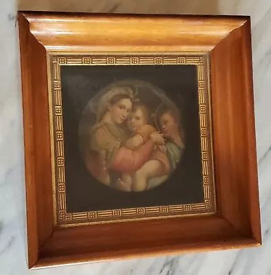 Madonna Of The Chair Raphael Print Wood Frame Convex Under Glass 5.5 In • $19.99