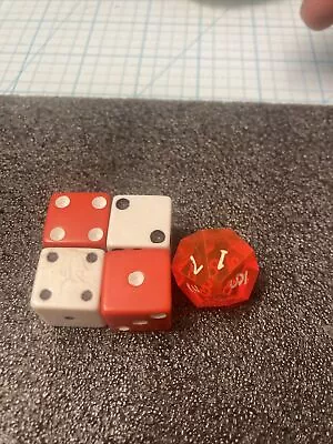 5 USED Vintage Dice Mixed Lot- White And Red. Nice Lot! Look! • $4.95