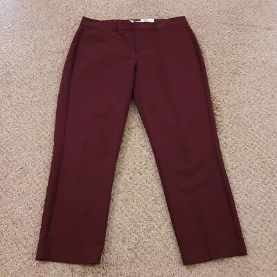 Elle Cropped Pants Womens Size 10 Wine Red Flat Front Pockets 32x25.5 Mid Rise • $14.30