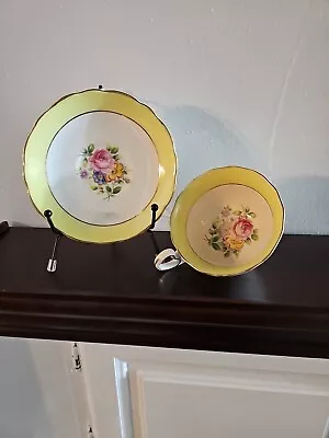 1950s Vintage English Bone China Radford Yellow Teacup And Saucer Set Charming. • $39.50