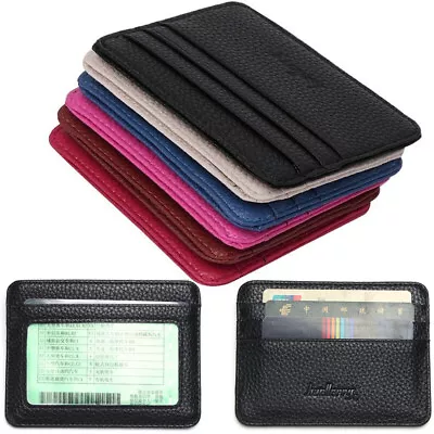 Unisex Slim Leather Front Pocket Wallet ID Credit Card Holders Small Coin Purse • $1.99