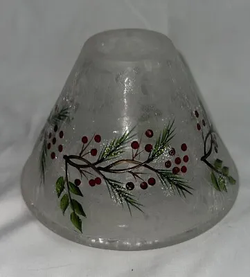Yankee Candle Frosted Pine Jar Shade Topper Crackle Glass Clear Plate Set • £38.56