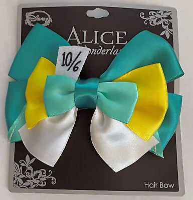 Disney Alice In Wonderland Mad Hatter 10/6 Green Yellow Cosplay Hair Bow NEW • $24.95