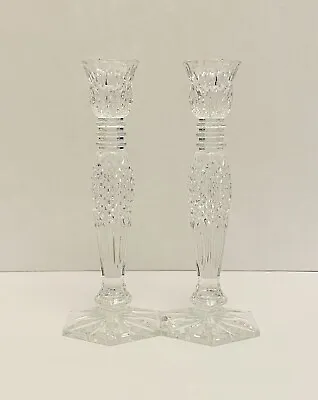 Vintage Waterford Crystal 10” Bethany Candlesticks Candle Holders Pair (2). • $329.97