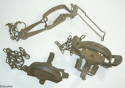 3 Vintage Animal Spring Leg Long Trap Trapping Hunting Tool • $100