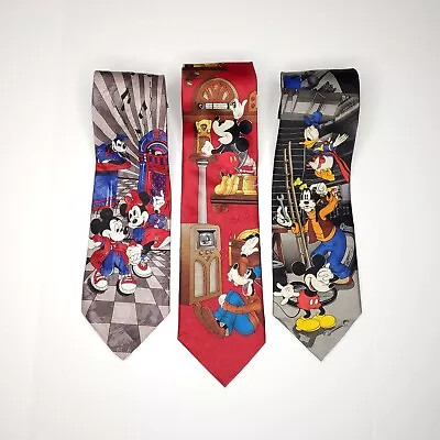 Lot Of 3 Vintage Mickey Mouse Unlimited Disney Neck Tie Goofy Donald Minnie • $22.97