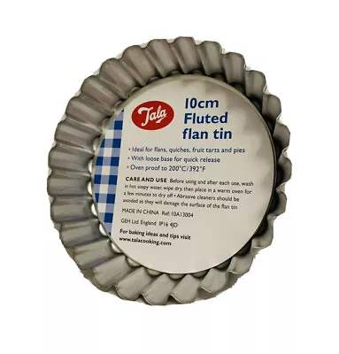 10cm Mini Fluted Flan/Tart/Cake/Quiche Tin. Loose Base Canapes/Pies/Baking TALA • £3.99