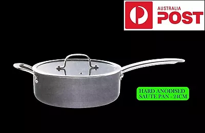 Hard Anodised Sauce N Saute Pan With Glass Lid Heavy Duty Long Handle  CROFTON • $59.99