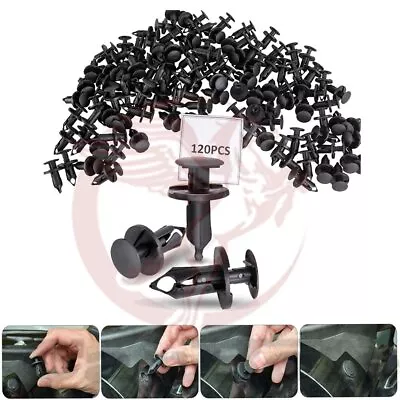 120Pcs 8mm Hole Plastic Rivets Fastener Push Clips Fender For Nissan Mazda Honda • $16.99