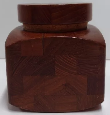 Vintage Teak Wood Humidor Box Jar W/Lid Denmark Mid Century Modern MCM 1960's • $29.99