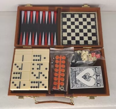 Multi Game Mini Magnetic Travel Set Backgammon Chess Cribbage Dominos Case • $4.96