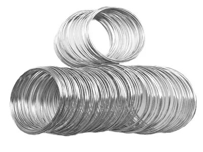 Steel Memory Beading Wire 55mm Silver Plated Bracelet Jewelry Q200 Loops Per Pkg • $6