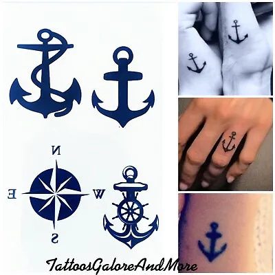 Mini Navy Anchor Temporary Tattoo Nautical Sailor Costume Halloween Pirate • £2.85