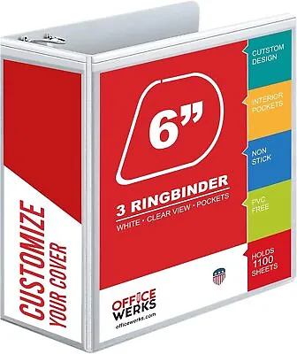 3 Ring Binders 6 Inch D Ring Heavy Duty Large Binder. (White) • $29.99