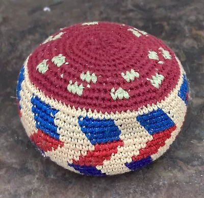 Vintage Hacky Sack Crocheted Knit Used Large 4” Red Blue Purple White • £24.32