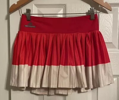 ADIDAS STELLA McCARTNEY Red & White Barricade Pleat Tennis Pickleball Skirt Sz S • $35