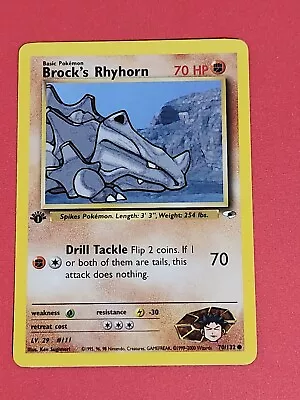 Pokemon Cards BROCK'S RHYHORN  1st Edition GYM HEROES  -  70/132 MINT • $4