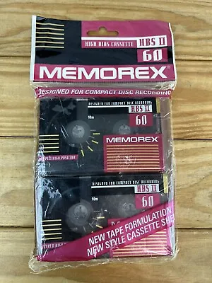 2 Pack Memorex HBS II 60 Type 2 High Position Cassette Tapes Sealed • $15