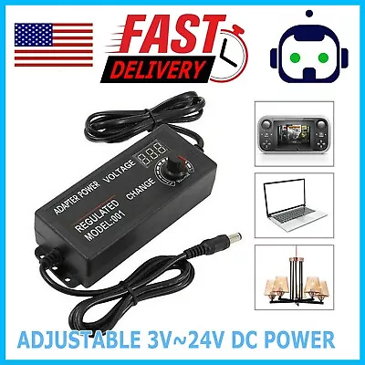 Adjustable AC/DC Power Supply Adapter Charger Variable Voltage 3V-24V Universal • $14.99