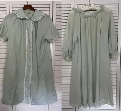 2 Vintage Nightgowns Blue Layer Chiffon Peignoir Robe Lace Small / Medium • $8