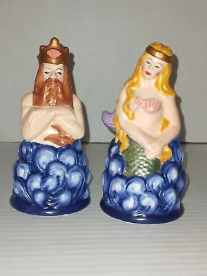 Clay Art Inc. 2002 King Neptune & Mermaid Nautical Salt & Pepper Shakers • $18.60