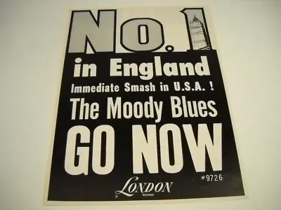 MOODY BLUES Go Now #1 In England - Immediate Smash In USA 1965 Promo Poster Ad • $12.95