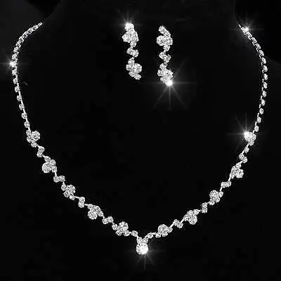 £6.78 • Buy Luxury Wedding Bridal Party Crystal Rhinestone Necklace Earrings Jewelry Set UK