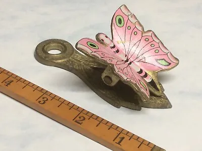 Vintage Letter Note Holder Butterfly Detailed Brass Hangs On The Door • $15