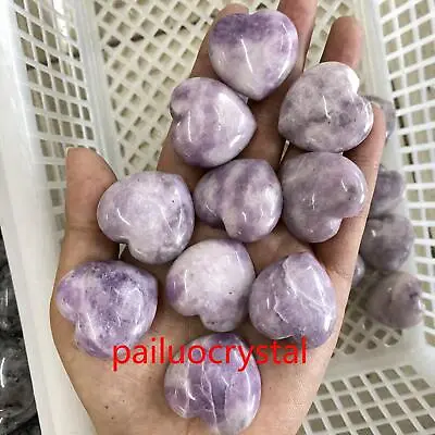 10pc Natural Lepidolite Purple Mica Heart Skull Quartz Crystal Pendant Reiki 1  • $26.59