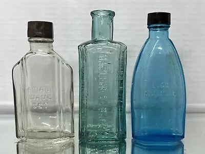 3 Vtg Hair Bottles Harlene Evan Williams Amami Wave Set Over 100 Years Old • $16.99