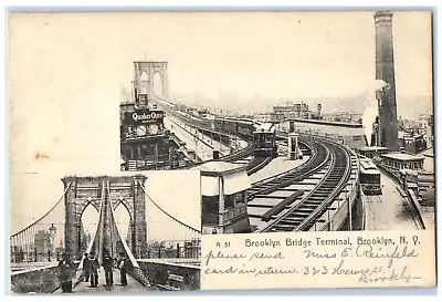 Brooklyn Bridge Terminal Railroad Quacker Oats Brooklyn NY Rotograph Postcard • $14.98