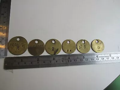 Lot Of 6 Vintage GM Chevrolet Brass Tool Check Tags BIS • $27.49