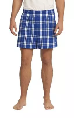 District - Young Mens Flannel Plaid Boxer - Deep Royal - Small • $13.95