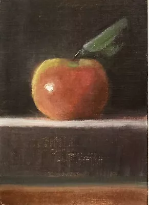 Honey Crisp Apple Original Miniature Fruit Still Life Oil Painting Kitchen ACEO • $5.50