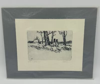 Gifford Etching   Going To Grandmas  Hand Pulled Signed Gifford Bath Ohio 8x10 • $18