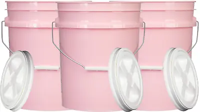 5 Gallon Food Grade BPA Free Buckets With Screw On Lids Pails 90mil (3 Pack ) • $54.77