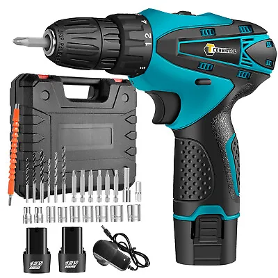 12V Cordless Drill Electric Screwdriver Power Driver Combi Drill Kit 1/2 Battery • £15.99