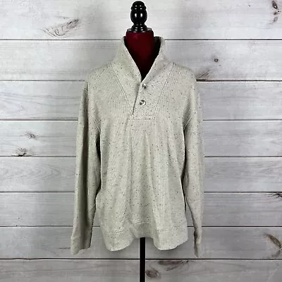 Vince Double-Knit Shawl-Collar Henley Men’s Pullover Long Sleeve Oatmeal Sz L • $59.49