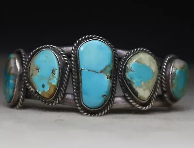 Vintage Native American Navajo Turquoise Sterling Silver Cuff Bracelet  • $292.50