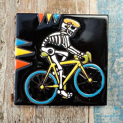 MEXICAN Relief TILE 10.5X10.5 CMS Cyclist • £4.95