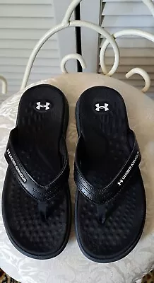 Under Armour Women's Size 8 Ignite Marbella  Black Thong Flip Flops • $12.99